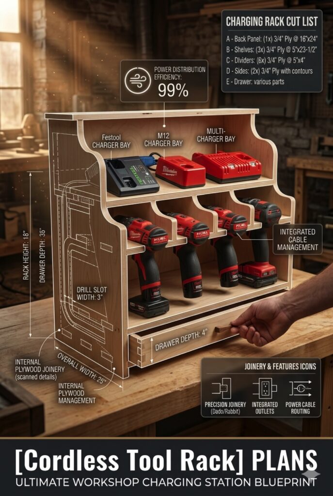 DIY Cordless Tool Charging Station Plans - Drill Dock & Battery Organizer