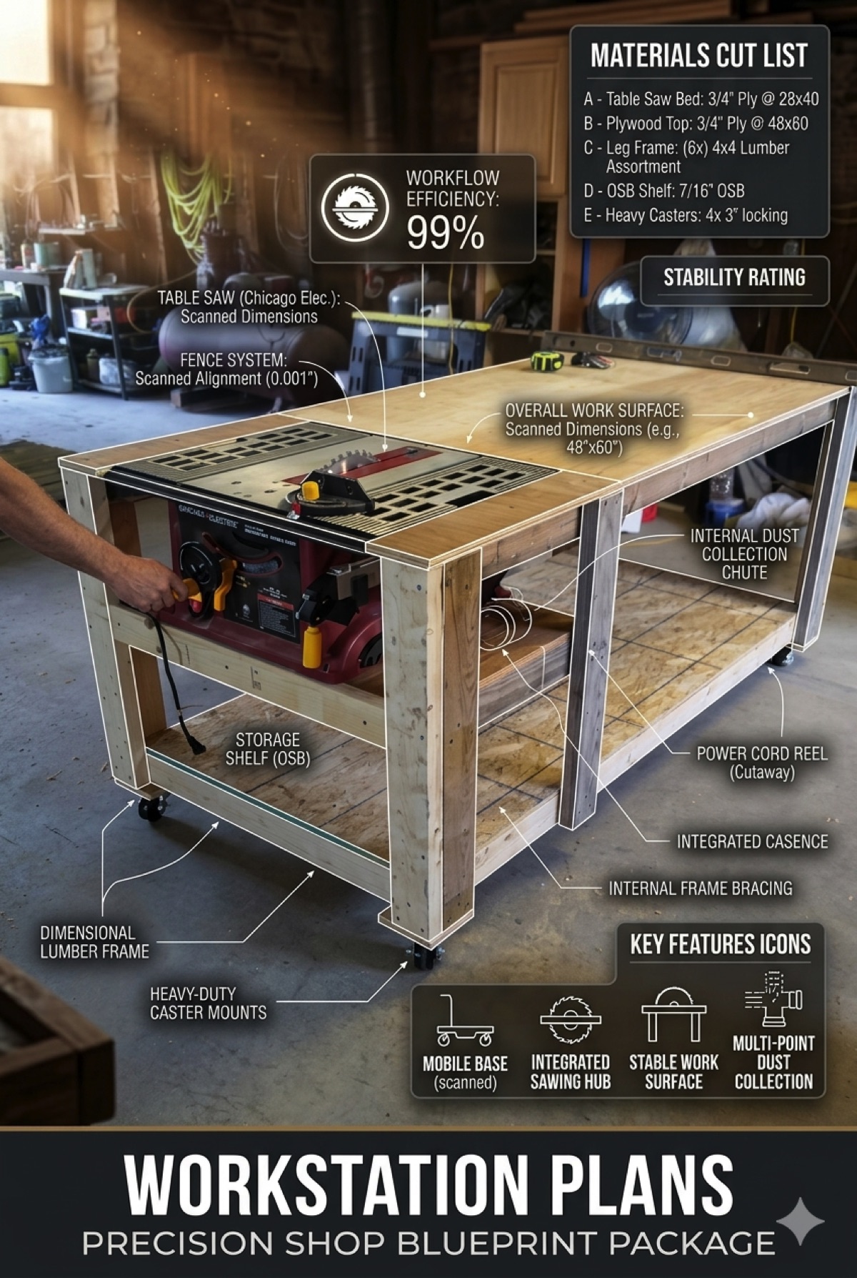 DIY Mobile Table Saw Workbench Plans - Ultimate Workstation Guide