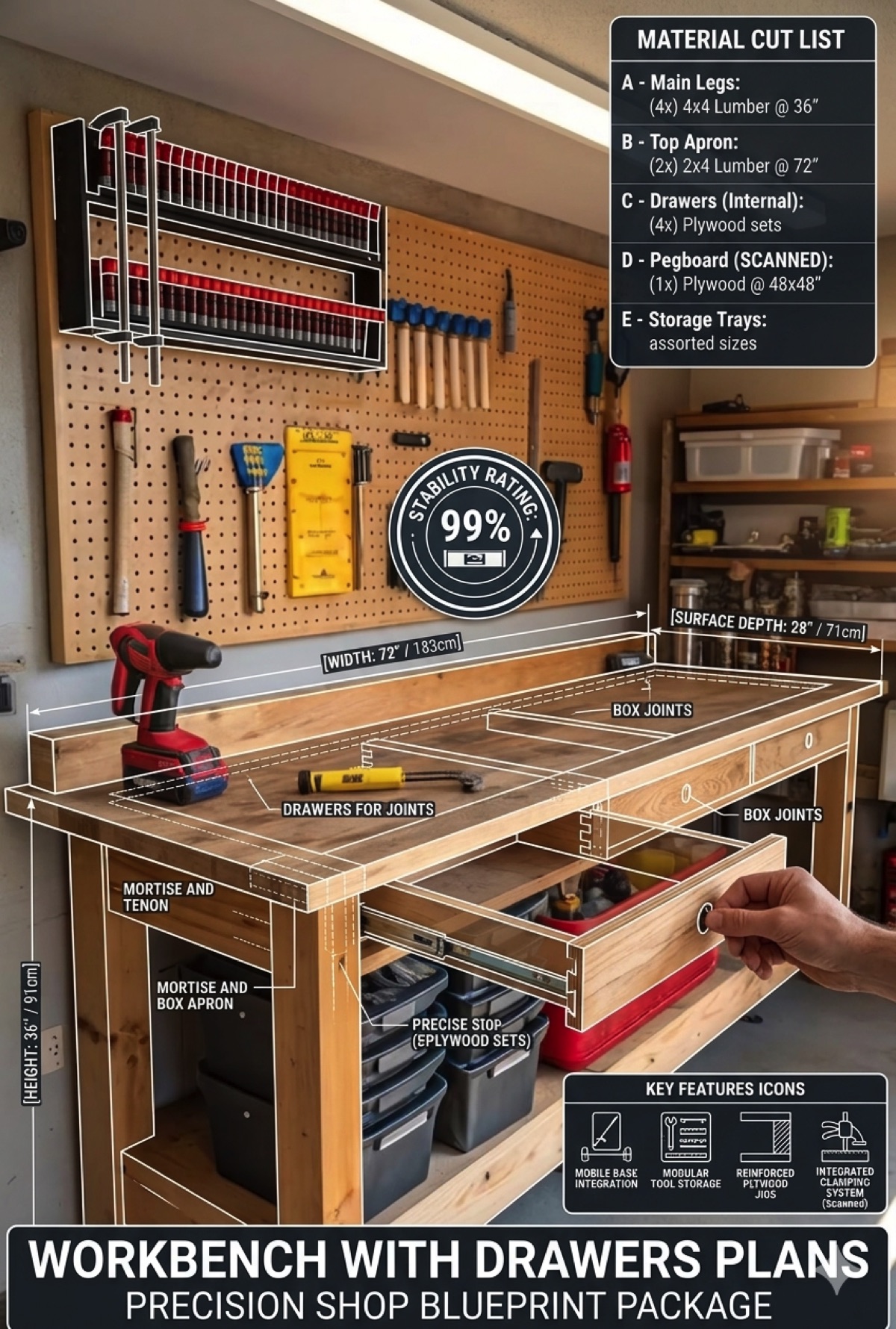 Workbench with Drawers